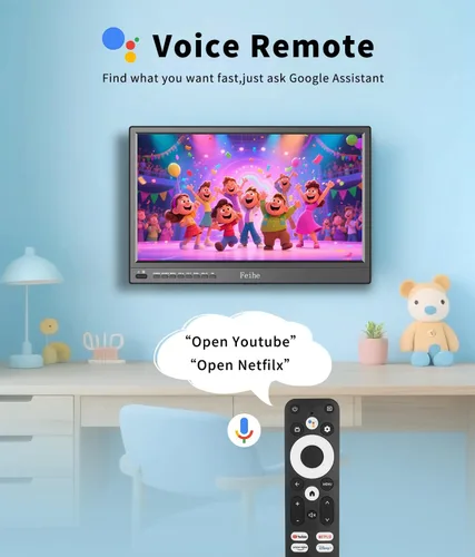 Miniatura 3 de Feihe Pequeño Smart TV de 17 pulgadas, sistema operativo Android integrado, pantalla plana HD compacta Smart Televisión para cocina, hogar, caravana