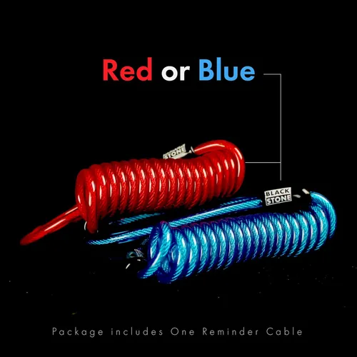 Miniatura 3 de Blackstone Cable de recordatorio de seguridad para bloqueo de casco, bloqueo de agarre, bloqueo de disco de 5 pies (azul)