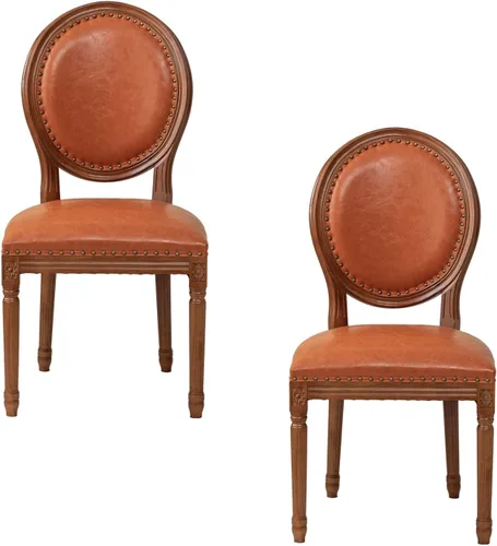 Miniatura 8 de Sillas de comedor de madera para casa de campo, sillas de cocina estilo país francés, silla vintage para sala de estar con respaldo redondo, silla