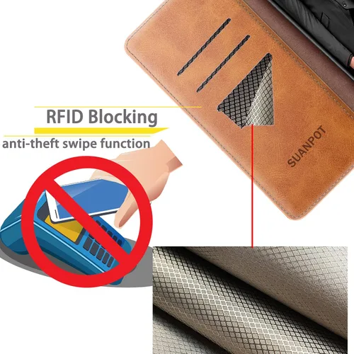 Miniatura 3 de SUANPOT Funda de piel tipo cartera para Samsung Galaxy Note 10 de 6.3 pulgadas con bloqueo RFID, tarjetero para tarjetas de crédito, libro con tapa