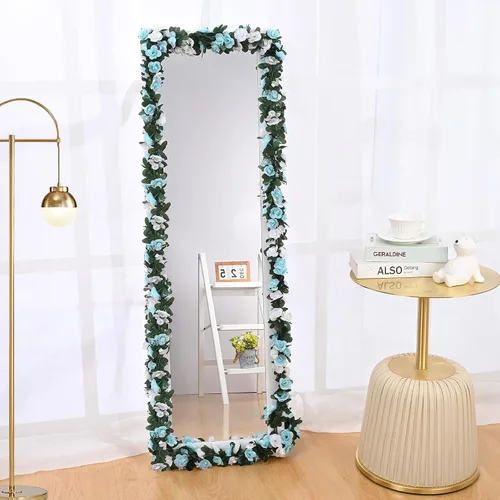 Miniatura 7 de MARTINE MALL Guirnalda de Flores – 5 hebras de 41 pies de enredaderas de rosas para decoración de dormitorio, guirnalda floral de rosas azules