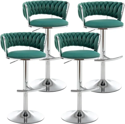 Miniatura 23 de Riknuxi Juego de 2 Taburetes de Bar de Terciopelo, Taburetes de Bar de Altura de Mostrador con Respaldo Bajo, Taburete de Bar Giratorio Dorado