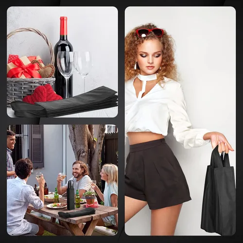 Miniatura 7 de Hoolerry - 36 bolsas de vino individuales de tela de Navidad, bolsas de regalo reutilizables, soporte para botellas no tejidas a granel con asas
