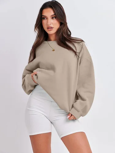 Miniatura 2 de ANRABESS Sudaderas de gran tamaño con capucha para mujer, cuello redondo, sin botones, ropa casual de otoño, ropa de preparación, adolescentes