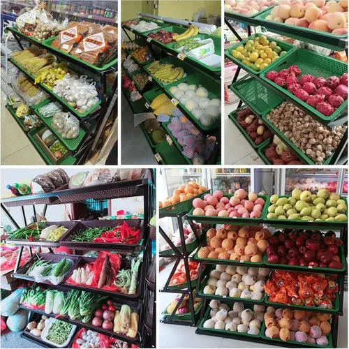 Miniatura 7 de Shelves 4/5 Tier Commercial Supermarket Fruit Rack Vegetable Shelf, Retail Display Rack, Large Capacity Snack Storage Basket for Pantry/Retail Nero