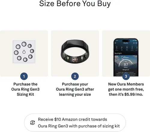 Miniatura 3 de Oura Ring Gen3 Heritage - Anillo inteligente, seguimiento del sueño, frecuencia cardíaca, rastreador de actividad física, 5-7 días de duración