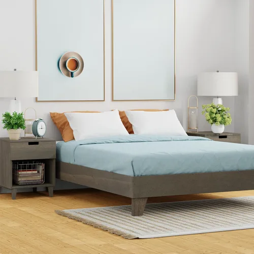 Miniatura 10 de Base de cama, fabricada en EE. UU. con 100% madera de pino norteamericano, base sólida para colchón con tablillas de pino prensado, instalación sin