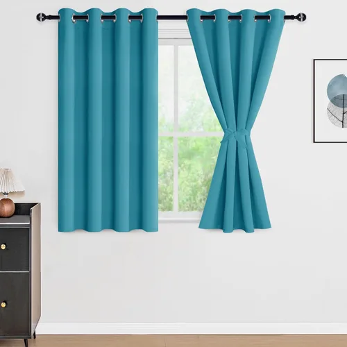 Miniatura 106 de DWCN Cortinas 100% opacas de 84 pulgadas de largo para dormitorio con forro negro, paneles de cortina de ventana de doble capa con aislamiento Azul