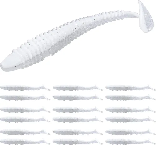 RUNCL Swimbaits - Paleta de 10/20/30/40 unidades, cola de paleta de 5/4/3/2 pulgadas, señuelo suave para lubina de trucha, cebo de plástico duradero