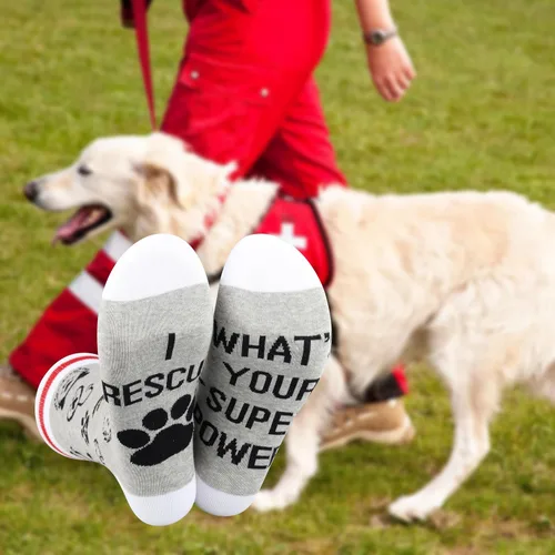 Miniatura 6 de G2TUP 2 pares de calcetines de regalo veterinario I Rescue What Your Superpower Rescue Animal Gift Dog Rescue Rescue Rescue Gift Dog Lover Gift