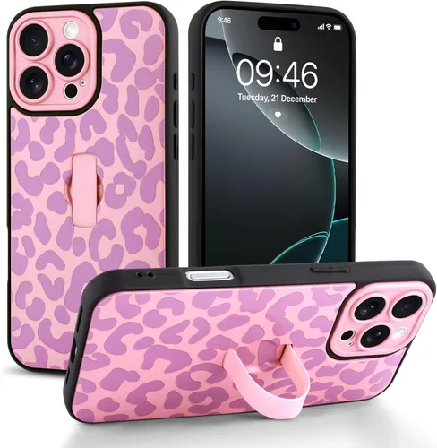 Miniatura 15 de Funda compatible con iPhone 17 Pro Max con correa de mano para los dedos, funda de teléfono con estampado de leopardo y guepardo para mujeres