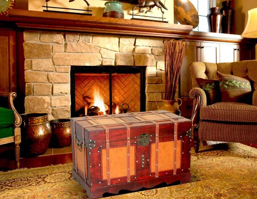 Miniatura 3 de Baúl grande del vapor del estilo antiguo, caja de almacenamiento decorativa