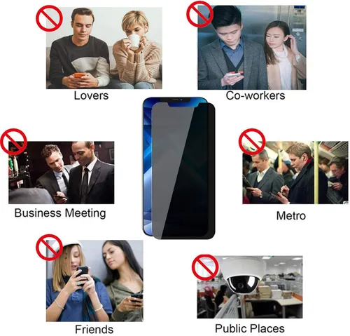 Miniatura 5 de LYWHL Paquete de 3 protectores de pantalla de privacidad para iPhone 12 Pro Max, protector de pantalla privada antiespía de vidrio templado para 12