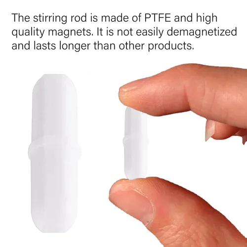 Miniatura 2 de Barras de agitación magnéticas, 10 unidades de PTFE agitador magnético mezclador mezclador de bar, 0.8 pulgadas / 0.8 pulgadas barra mezcladora