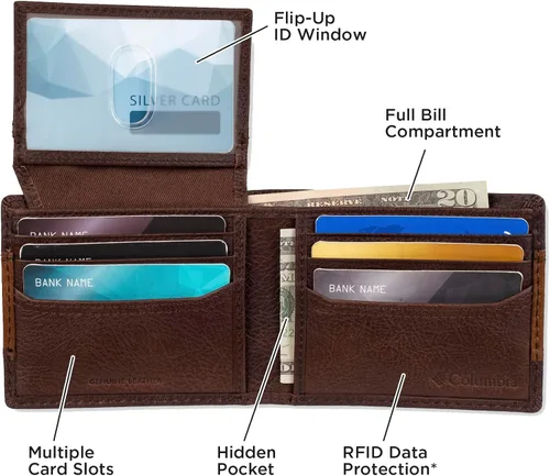 Miniatura 19 de Columbia Billetera plegable para hombre, múltiples ranuras para tarjetas, ventana de identificación