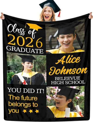 Miniatura 35 de Manta personalizada con collage de fotos, manta de fotos personalizada para graduados, manta personalizada, regalos para temporada de graduación