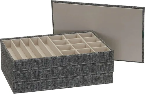 Miniatura 2 de Household Essentials Organizador de joyas de grafito con tapa extraíble