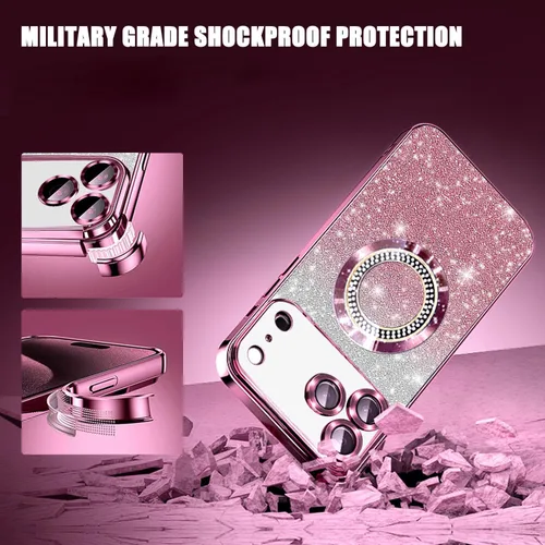 Miniatura 99 de Misscase Funda magnética con purpurina para iPhone 11 compatible con MagSafe, protección completa, delgada, a prueba de golpes, antiarañazos