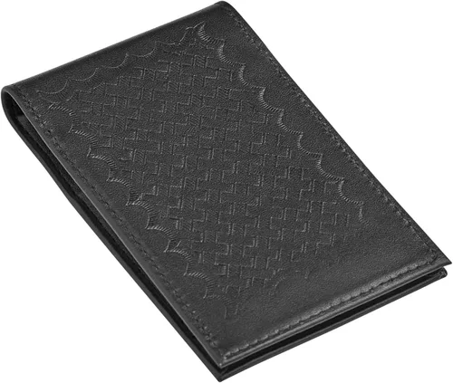 Miniatura 3 de D&K Portanotas de Cuero Negro con Tejido de Canasta para Blocs de Notas de 3x5, Cuaderno de Bolsillo Rellenable con Billetera para Aplicación