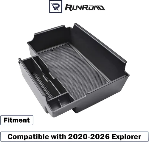 Miniatura 2 de RUNROAD Organizador de bandeja de consola central mejorado compatible con Ford Explorer 2026 2025 2024 2023 2022 2021 2020, divisores de bandeja