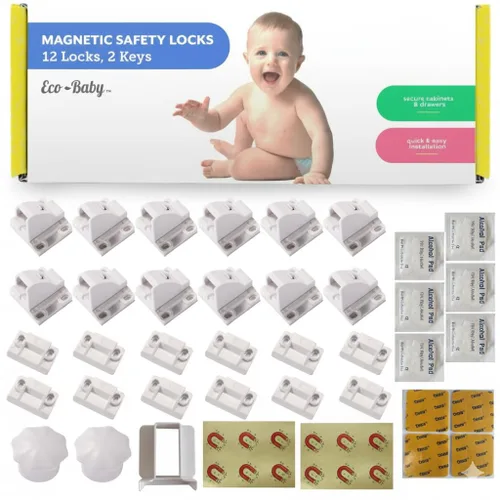 Eco Baby - Cerraduras magnéticas para gabinetes para bebés, cerraduras magnéticas a prueba de bebés, cerraduras infantiles para armarios, cajones,