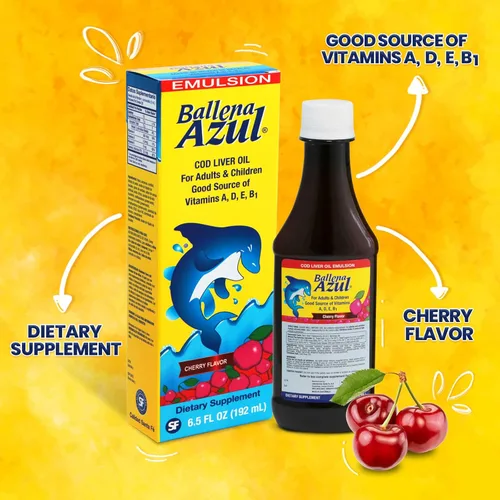 Miniatura 4 de Ballena Azul Aceite de Hígado de Bacalao para Adultos y Niños, Aceite de Hígado de Bacalao para Adultos y Niños, Buena Fuente de Vitaminas A, D, E