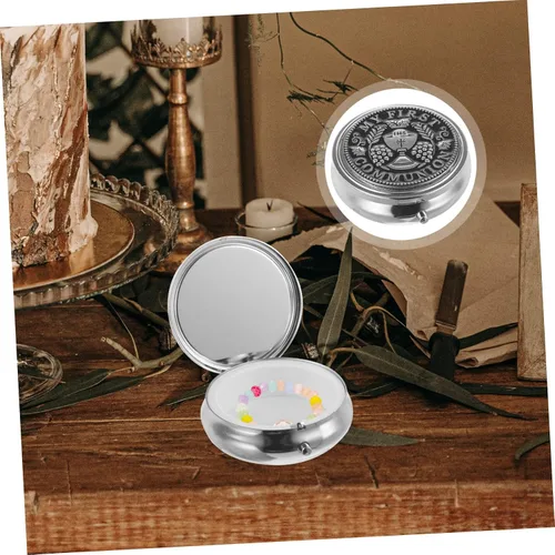 Miniatura 4 de BESPORTBLE Caja de recuerdo católico, caja de regalo de rosario, caja de metal, rosario sagrado rosario, collar de aleación de zinc, caja