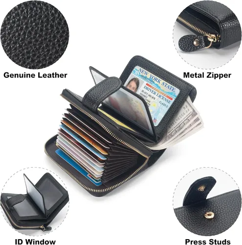 Miniatura 5 de ERDOGLY Estuche organizador de tarjetas de crédito RFID, Negro -, Minimalista