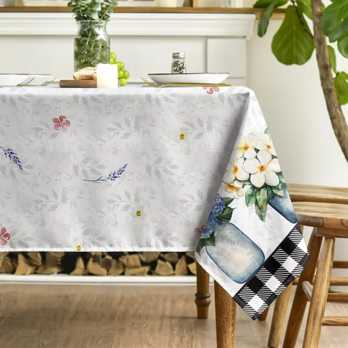 Miniatura 4 de Horaldaily Mantel de primavera y verano de 60 x 84 pulgadas, florero floral de Pascua con tulipán lavanda y hortensias para decoración de fiestas