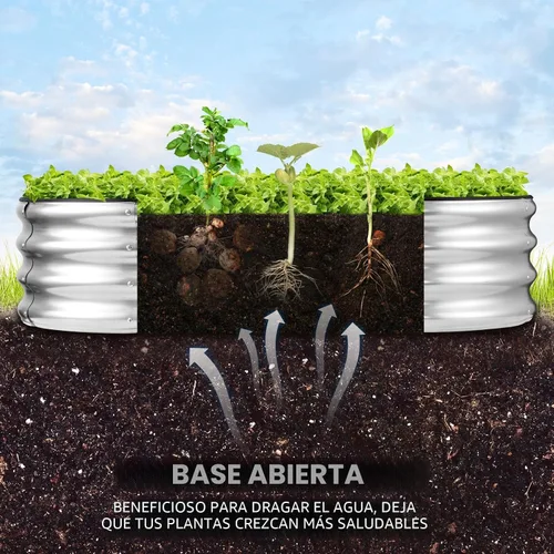 Miniatura 4 de JERIA Cama de Jardín Elevada, Galvanizada Elevada 2 PCS 2×2×1ft Cajas de Plantación para Exteriores con Fácil Montaje, Cama de Jardín Redonda