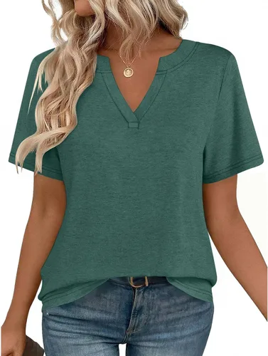 Miniatura 14 de Zeagoo Camisetas de manga corta con cuello en V para mujer, bonitas, elegantes, casuales, para negocios, trabajo, blusa