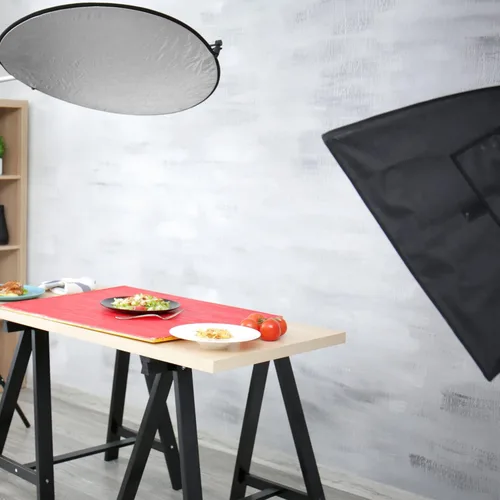 Miniatura 6 de PATIKIL Reflector de luz de fotografía de 12 pulgadas, panel difusor de doble cara de nylon para foto de estudio, plata/blanco