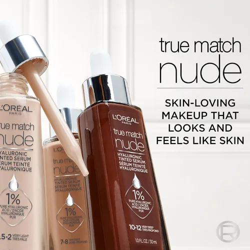 Miniatura 8 de L'Oreal Paris True Match Nude Hyaluronic Tinted Serum Foundation con 1% de ácido hialurónico, mediano 4-5, 1 onza líquida Medium 36-38