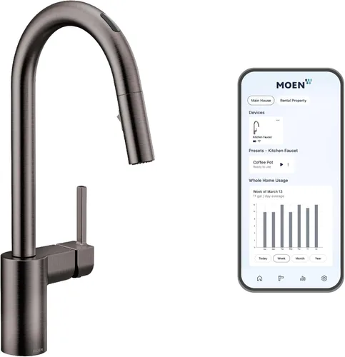 Miniatura 28 de Moen Align Grifo de cocina Motionsense Wave con un solo sensor sin contacto, de un mango de arco alto moderno con acoplamiento de reflejo