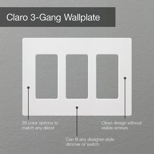 Miniatura 3 de Lutron Claro CW-3-SS - Placa de pared para interruptor de luz de acero inoxidable, 3 segmentos, sin tornillos, para interruptores de luz
