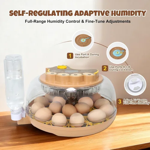 Miniatura 3 de Nest III - Incubadora de 18 huevos para aficionados, bandejas de huevos de doble tamaño, control de humedad y temperatura adaptativo multinivel