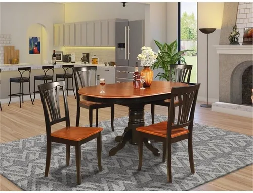 Miniatura 2 de East West Furniture AVON5-BLK-W - Juego de comedor de 5 piezas incluye una mesa de comedor ovalada con hojas de mariposa y 4 sillas de cocina, 42 x