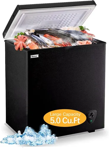 Miniatura 13 de Congelador de pecho compacto profundo WANAI de 5.0 pies cúbicos para garaje con temperatura ajustable, 7 termostatos y ahorro de energía, cesta