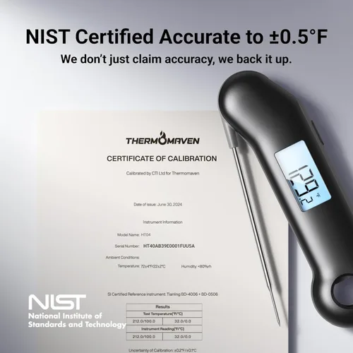 Miniatura 3 de Termómetro Profesional para Carne Digital, 3 Veces Más Rápido con Lectura Instantánea de 0.5 Segundos, Certificado NIST con Precisión ±0.5°F, 100%