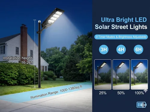 Miniatura 5 de LANGY 2PACK Luces solares de calle para exteriores 200000 lúmenes con control remoto, sensor de movimiento de atardecer a amanecer, lámpara solar