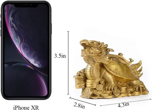 Miniatura 2 de BRASSTAR Tortuga de dragón FengShui de latón con estatua Ruyi decoración del hogar de la oficina Atrae riqueza fortuna carrera suerte amuleto