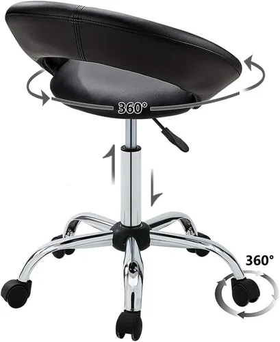 Miniatura 4 de DUHOME Taburete de trabajo WY-171XF Crescent Silla giratoria ajustable con ruedas (negro)
