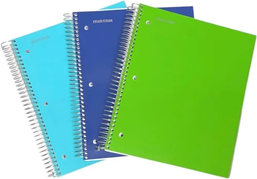 Miniatura 13 de Mintra Office Cuadernos de espiral duraderos, paquete de 3 materias (lavanda, salmón, salvia, rayado universitario)