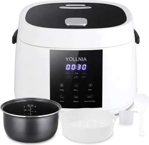 Olla arrocera de 3 L para 12 tazas (cocidas), mini olla arrocera digital, multicocina 6 en 1 para granos, opciones preestablecidas y de