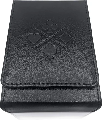Miniatura 2 de Luck Lab Estuche/Soporte de Piel para una Sola Baraja de Cartas de Juego - Negro - Compatible con Cartas de Tamaño Póker y Puente