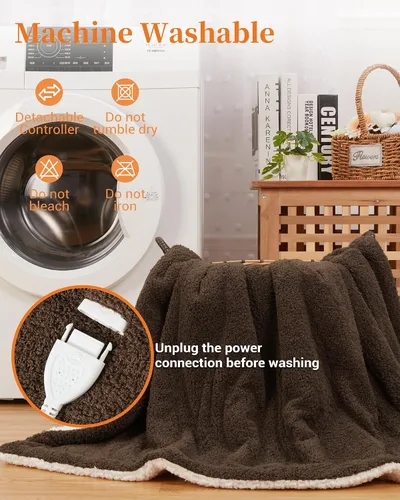 Miniatura 7 de GarveeHome Manta eléctrica térmica, manta térmica suave doble Sherpa súper acogedora con 4 niveles de calefacción y 4 horas de apagado automático