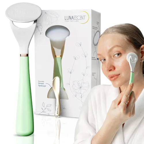Miniatura 10 de Aplicador de suero para cara con espátula, herramienta reutilizable para el cuidado de la piel azul cielo para sueros, aceites, protector solar