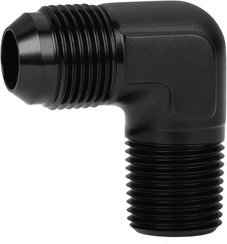 Miniatura 14 de 3AN macho Flare a 1/4 NPT tubo macho 90 grados codo adaptador unión aluminio negro