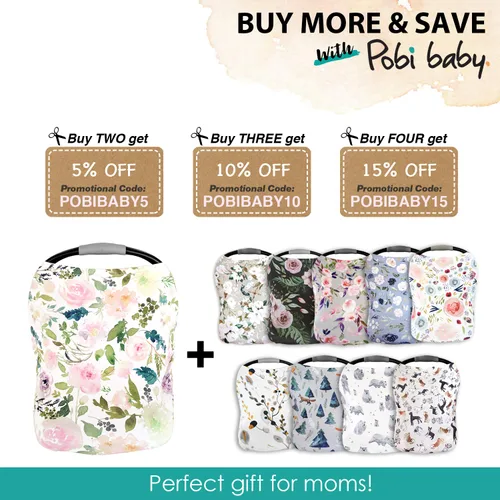 Miniatura 7 de Pobi Baby Premium - Funda multiusos para lactancia, asiento de automóvil, carrito de compras, silla alta y funda de lactancia, bufanda floral