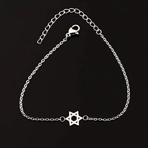 Miniatura 7 de BELUCKIN Estrella judía de David pulseras de cadena pequeña oro Siler David Charm Pulsera (plata), Zinc